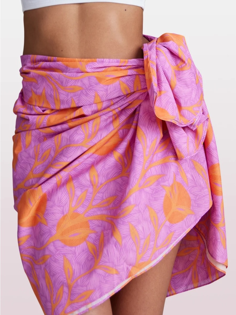 Liberty & Justice Floral Tie Sarong Cover-Up in Pink & Orange